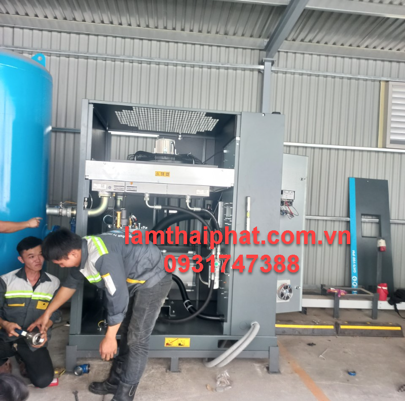 Lắp đặt máy nén khí trục vít Atlas copco 75kw